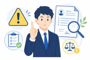 退職給付金サポートの注意点を確認する男性