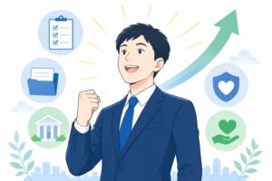 前向きな男性。給付金をもらうための道筋がわかっている男性