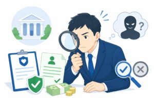 見極めている男性